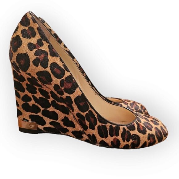 Tory Burch Leopard Astoria Wedge Heels (Size 7M) - Picture 2 of 15